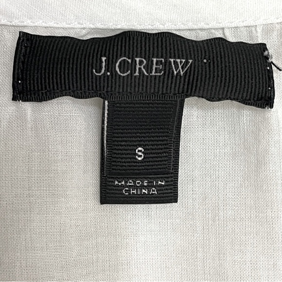 J. Crew White Boho Embroidered Tunic Top Size S Navy Crochet Resort Beach Blouse - Picture 7 of 8